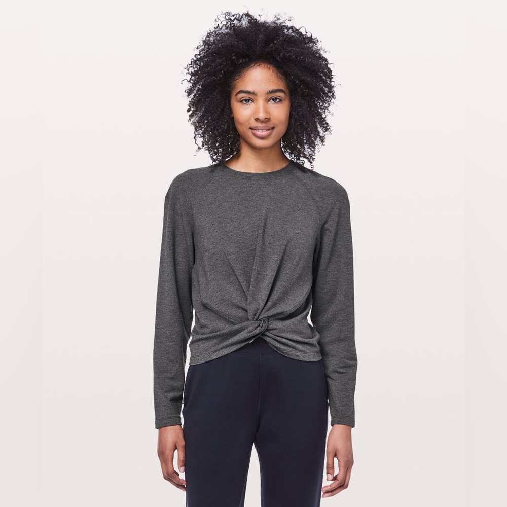 Lululemon Tuck and Gather Pullover Knot Sweatshirt Dark Heathered Gray Size 10